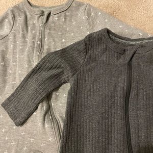 2 pack Cloud Island Footless Pajamas Sleep N Play Ribbed Reverse Zipper 0-3m